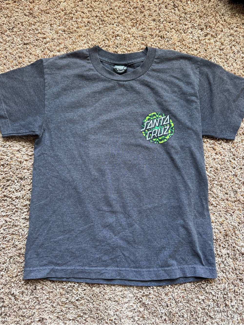 Santa Cruz Skateboards Kids Charcoal Tee with Green Logo